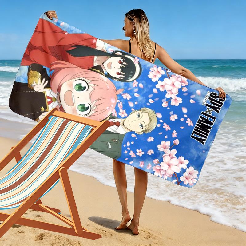 Spy x Family Print Beach Towel, Large Soft Quick Dry Towel for Beach Camping Swimming
