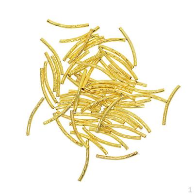 50 Pezzi Tubo Curvo Distanziatore Noodle Lungo 5mm Metallo Ottone Intagliato Perline per Creazione Gioielli Fai da Te