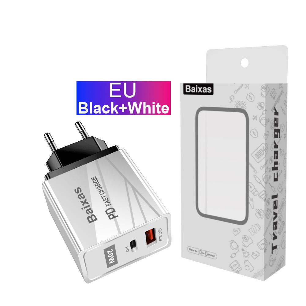 EU Standard QC3.0+PD Travel Charger with Fast Charging USB Ports (5V/9V/12V) - Compatible with EU, UK, AU