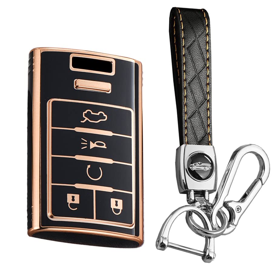 

[KUNIO] Cadillac Dedicated Key Case, Keychain, Remote Control, Key Cover, Silicone, Genuine, Luxury, Flexible, чорний