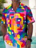 New Fashion Spring and Summer Leisure Gradual Change Color Printed Hawaiian Shirt Men's Vacation Seaside Trade Manufacturers