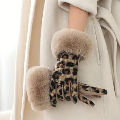 Women's Vintage Leopard Print Winter - Non-Elastic Warm Hand Warmers Suitable for Outdoor, Casual & Smart-Casual Wear - Elegant Animal Print