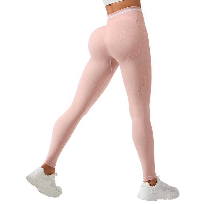 

Женские бесшовные леггинсы для йоги с эффектом «персика» - фитнес-брюки на осень/зиму L розовый