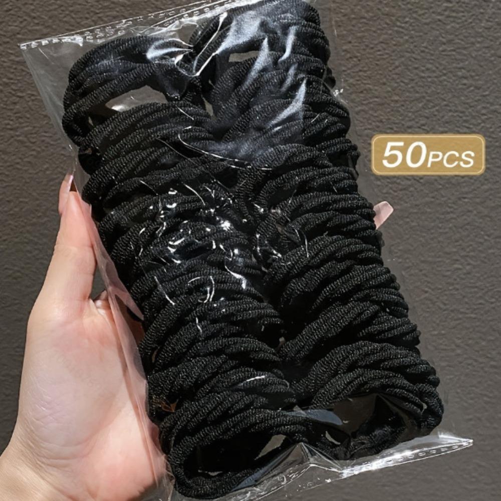 50Pcs No Hurt Hair Hair Ties High Elastic Hair Rope New Girls Hair Bands  Women Girls