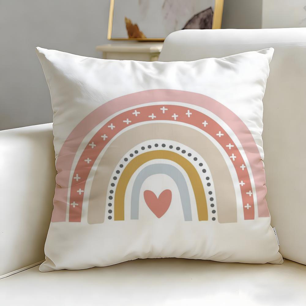 Classic Theme Rainbow Cushion Cover Soft & Easy-Wash Pillow Case – Versatile For Couch, Bed, Travel And Office