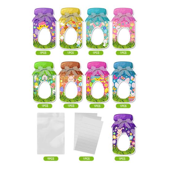 Easter Mason Jar Cards with Clear Treat Bags Happy Easter Exchange Greeting Cards Bottle Shaped Paper Card Craft