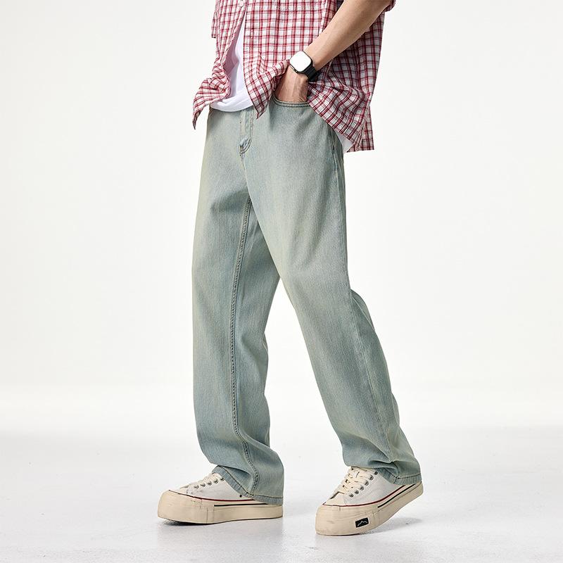 

Spring Straight-fitting Style Summer and Spring Drooping Ice-sensing Jeans 28