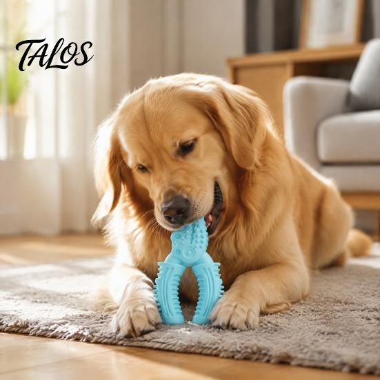 Safe Pet Toys Vise Shaped Dog Chew Toy, Bite Resistant TPR Puppy Teething Chewing Toy for Teeth Cleaning & Gum Massage
