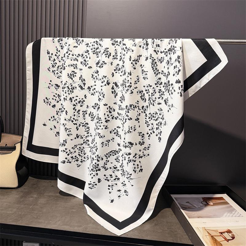 

2026 New Floral Print Twill Silk Square Scarf Women Bandana Shawls Soft Foulard Femme Hijab Bufandas Neckerchief Hairband 90CM 90x90 cm