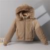 New Style Fur Collar Down Jacket for Women, Korean Style Short Plus Velvet Jacket, Winter Thickened Cotton Jacket for Little People