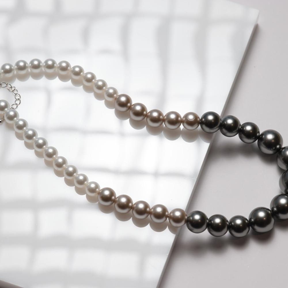Elegante Perlenkette mit abgestufter Größe Leichte Schlüsselbein-Kette Damen Halskette Hochzeits Schmuck