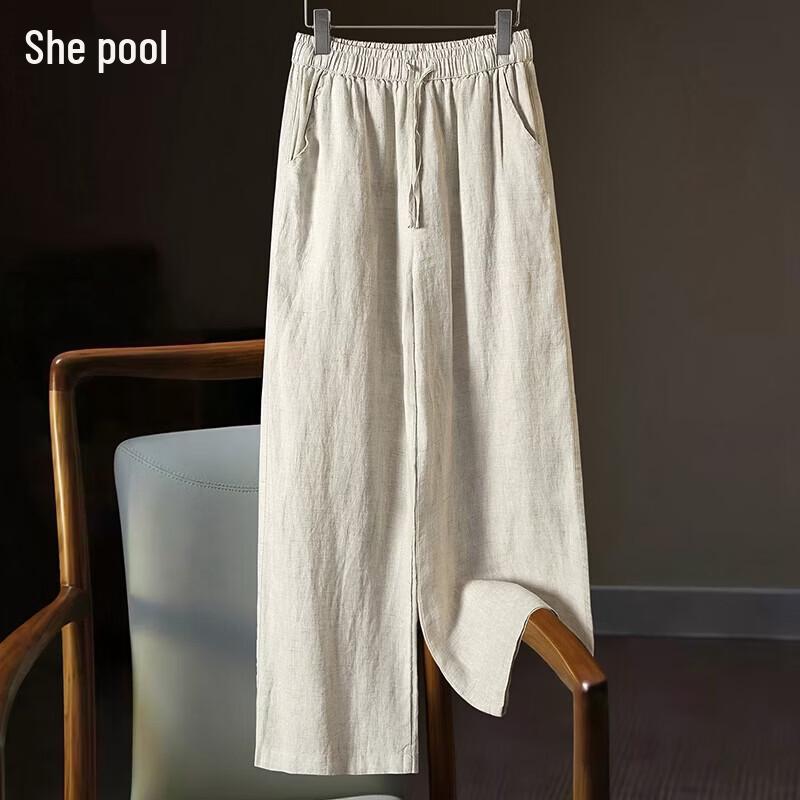 Women s Lyocell Linen Drawstring Cropped Casual Pants L