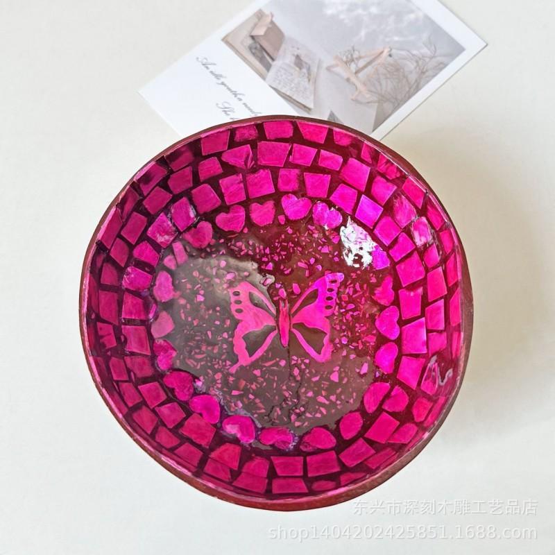 Vietnamese Coconut Shell Bowl Decorative Serving Dish Snacks Nuts Candy Home Decor Storage
