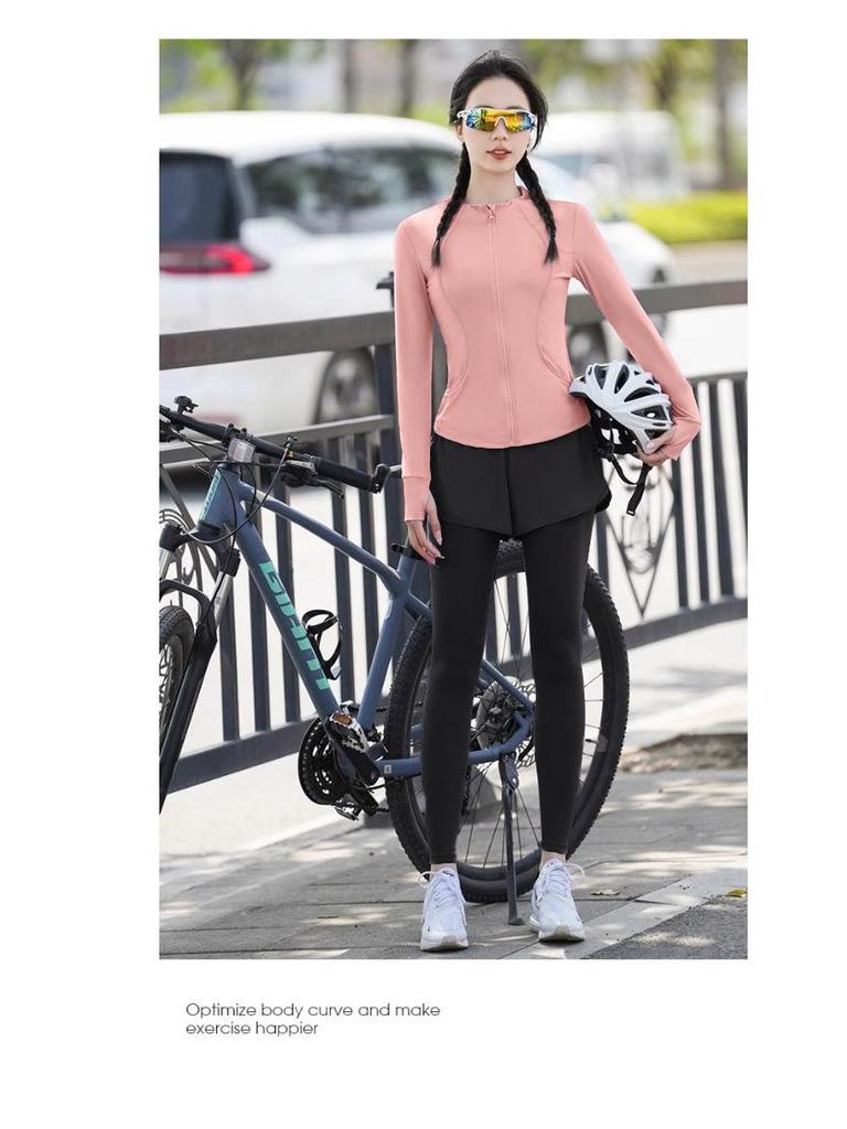 Women's Quick-Dry Long Sleeve Sports Set - Spring Fitness Cardigan for Outdoor Activities