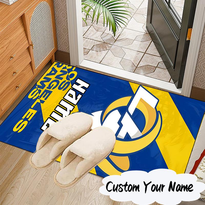Custom Name Rams Team Spirit Rug for Living Room, Game Rooms, Office, Bedroom, Floor Mat Playful Design, Fan Gifts Christmas Decor