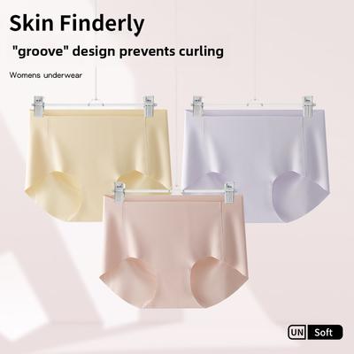 Women's Summer Sexy Antibacterial Ice Silk Cotton Crotches Quick Dry One Piece Type Light Permeable Briefs