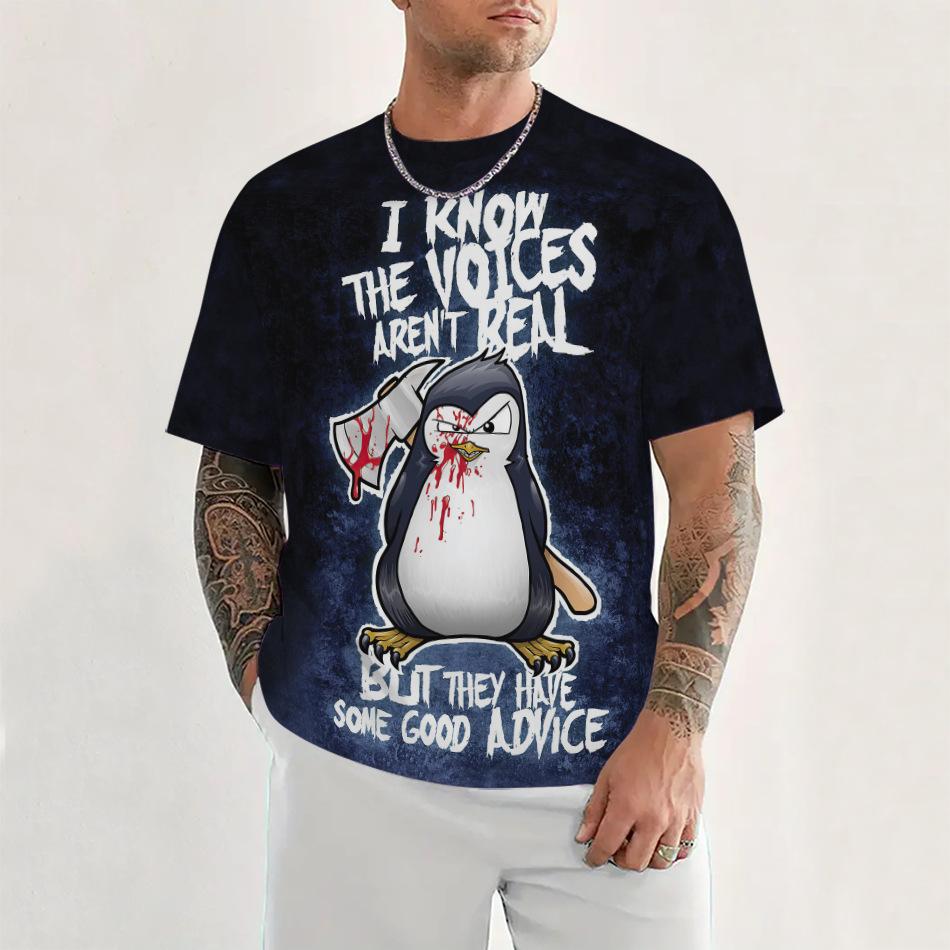 

Summer Round Neck 3D Fun Cartoon Patterns Print Top Fashionable Casual Short Sleeved Men s T-shirts S