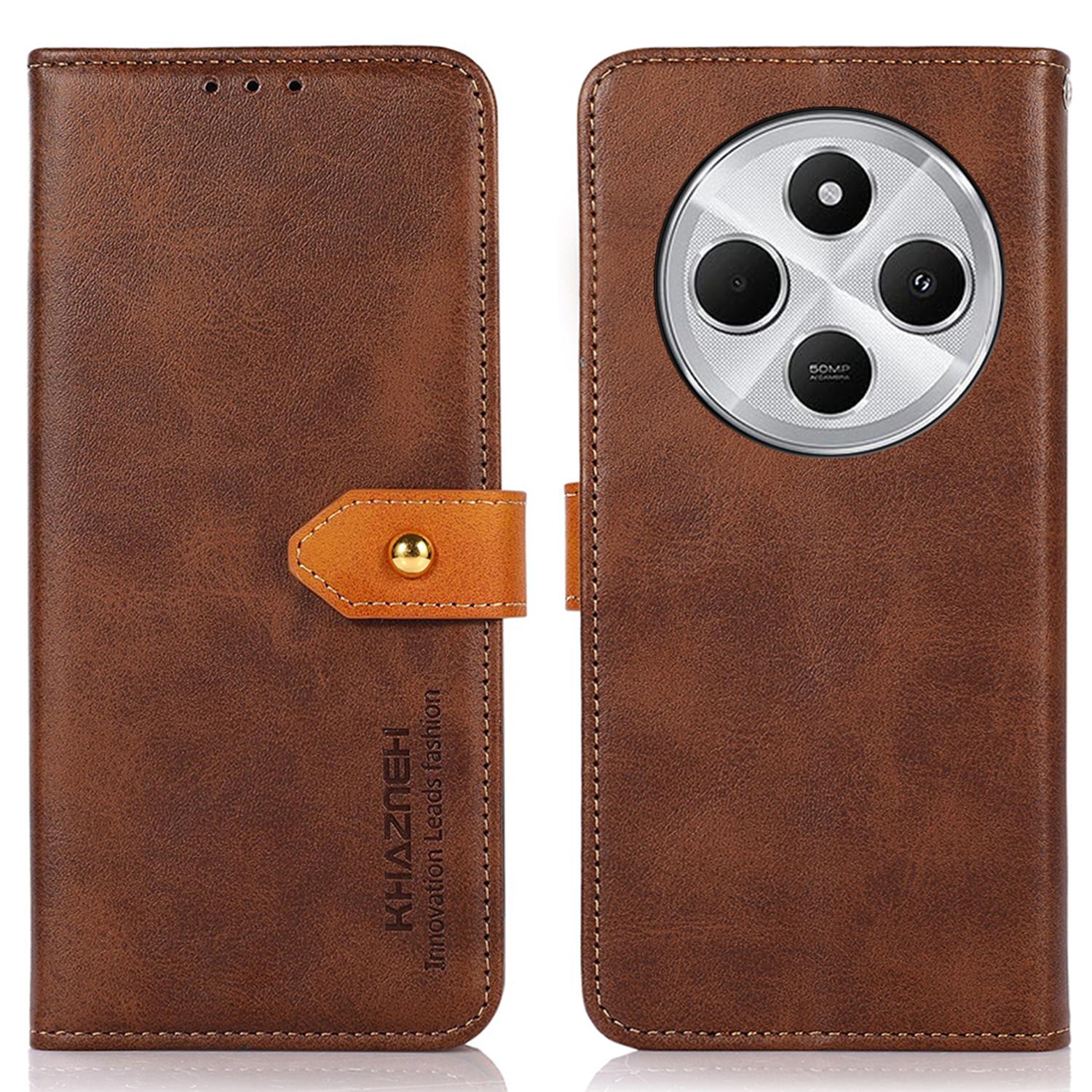 

KHAZNEH For Xiaomi Poco C75 4G/Redmi 14R 5G/14C 4G Wallet Phone Case Stand Leather Flip Cover Brown