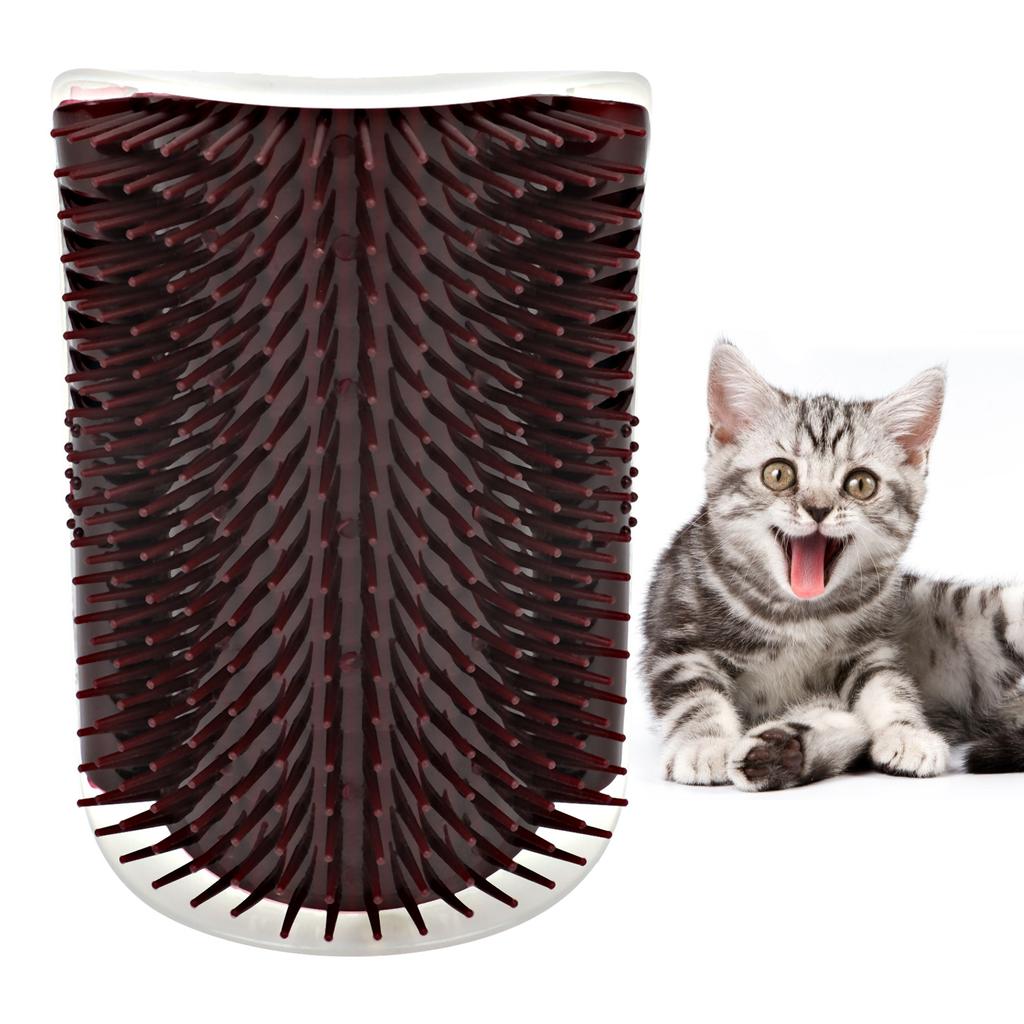 Plastic Cat Self Groomer   Comb Buty Soft Brush Body Scratcher on Wall Corner