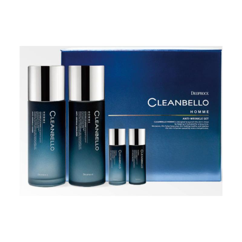 

Deoproce Cleanbello Homme Anti-Wrinkle 2 Set – Toner 150ml + Emulsion 150ml (+30ml + 30ml Gift) Men’s Firming Skincare