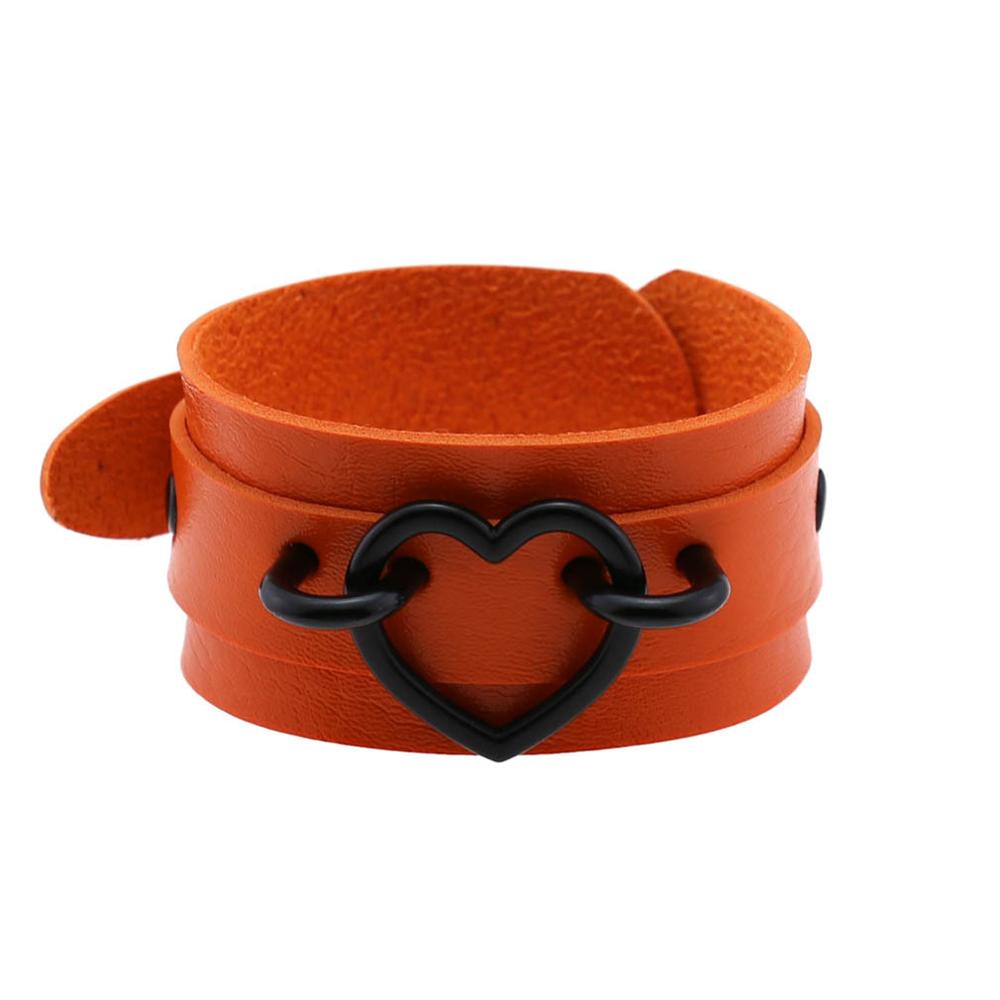 Braccialetti punk a forma di cuore tutto nero donna uomo Braccialetto da polso in pelle Bracciale a manica gioielli goth gotico emo bracciali da braccio accessori cosplay