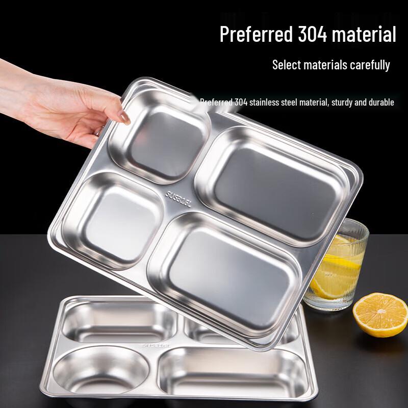PYTHONIC 304 Stainless Steel Partitioned Lunch Plate