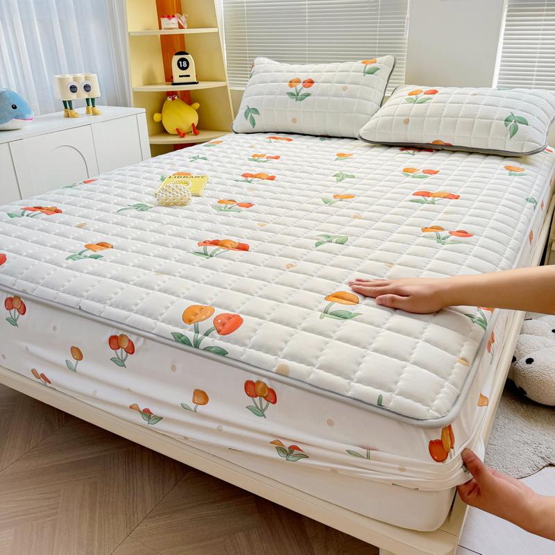 Thick Mattress Cover Cartoon Style Bedspread Quilted Bed Cover for Home Adults Kids Bed Linen fundas de colchón (No Pillowcase)