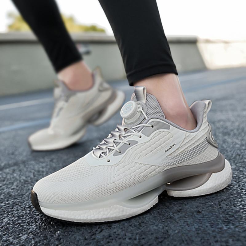 Spring and Autumn Summer Men's Rotating Button Running Shock Absorption Breathable Casual Sports Shoes