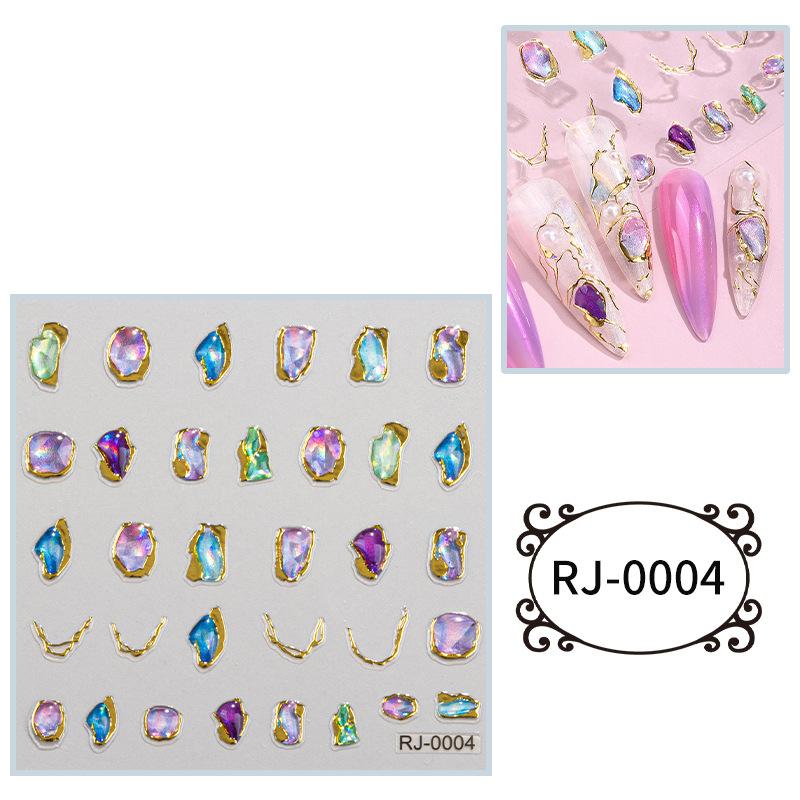 

Японские и корейские наклейки для маникюра с тиснением 5D трехмерные драгоценные камни лазерное бронзирование мультяшные наклейки для ногтей 60*60mm