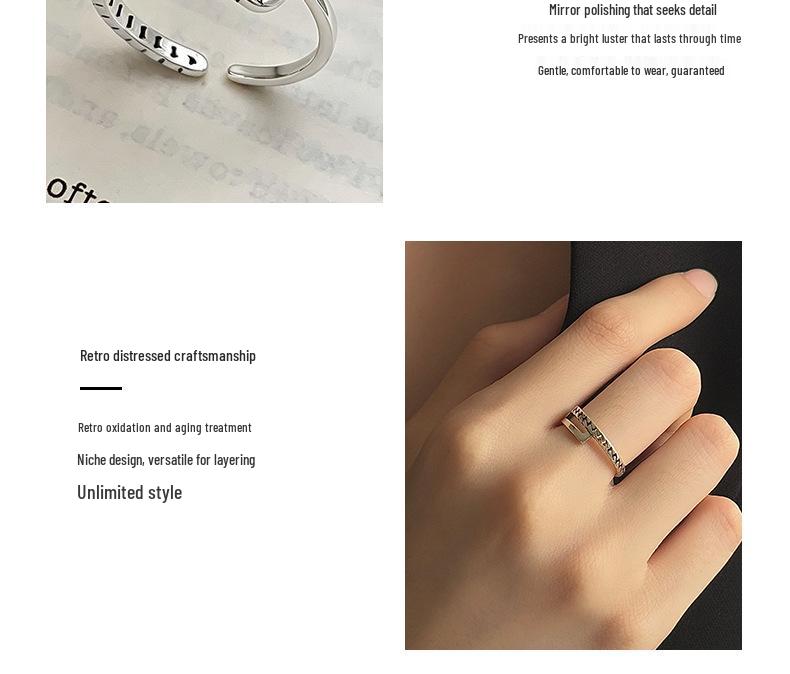 Minimalist Thai Silver S925 Unisex Adjustable Open Ring