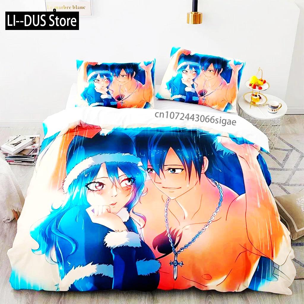 Comforter 3D Print Fairy Tail Anime Natsu Bedding Set Bed Set Comforter King Queen Size Boys Adult