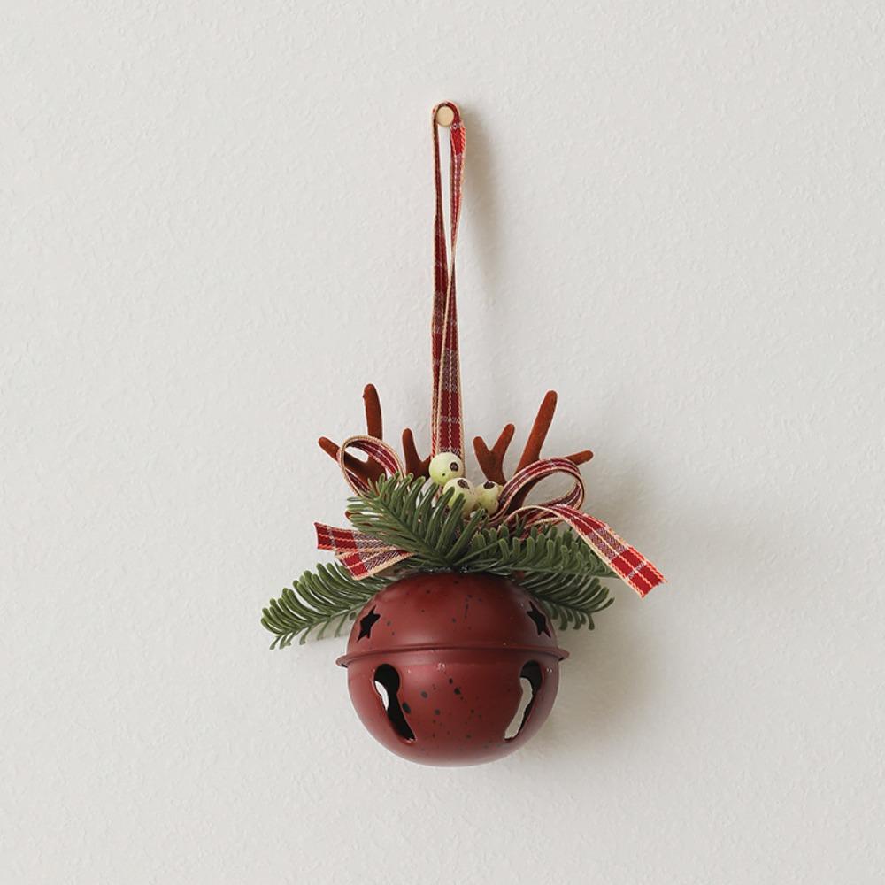 Green Christmas Chime Bell Red Pine Cone Bell Pendant  Home Door Decorations