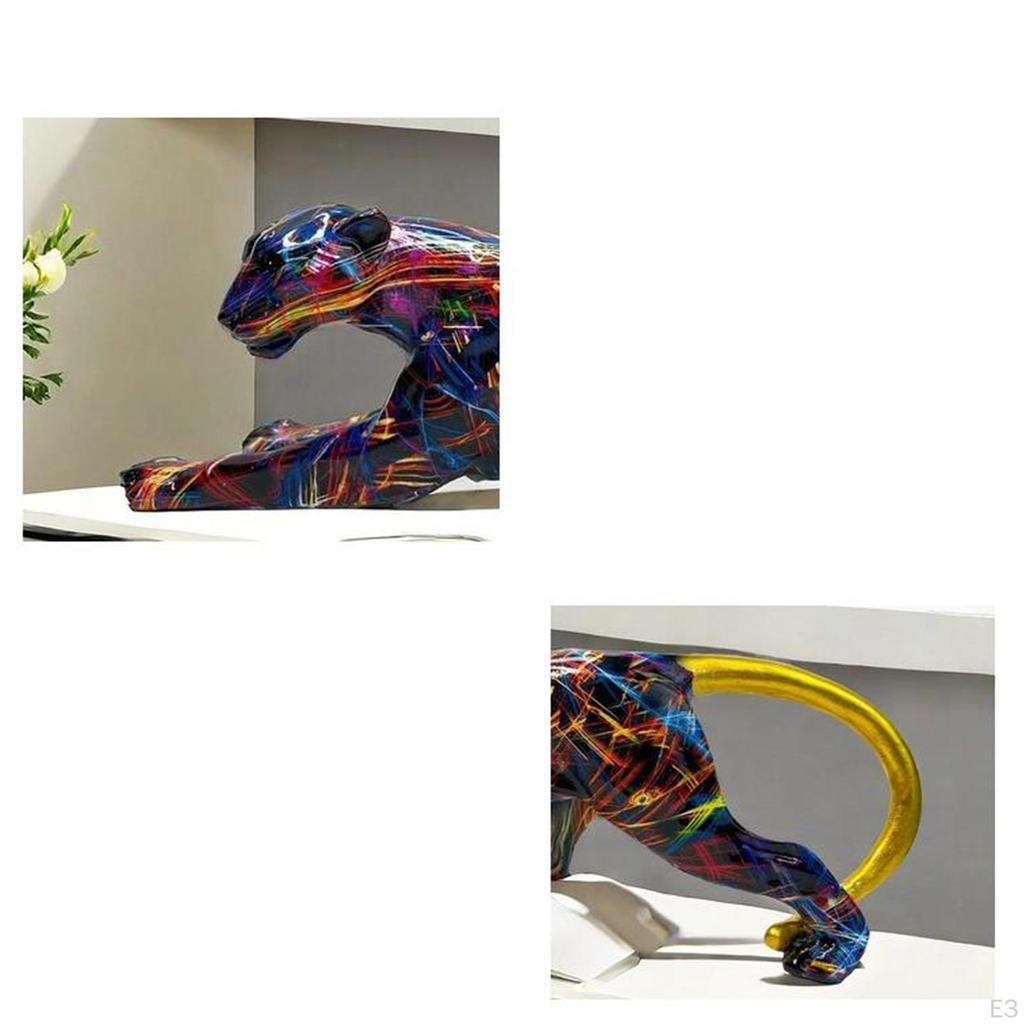 Leopard Figurine Animal Sculpture 16x4.3x5inch Decorative Shelf Decoration Tabletop Ornament for
