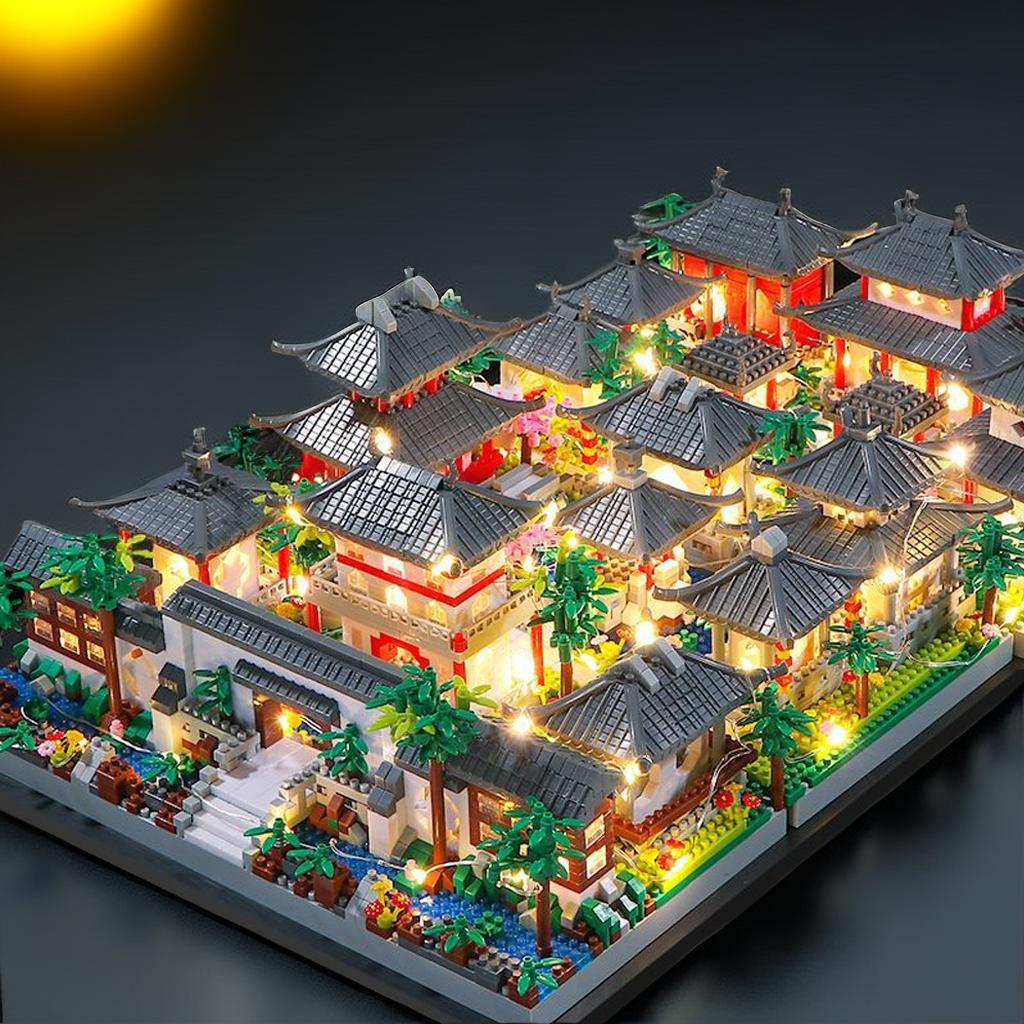 KNEW BUILT LED-lit Guanghan Palace Micro Mini Building Blocks Stunning Decorative Gift Toys for Patient Home Decorations