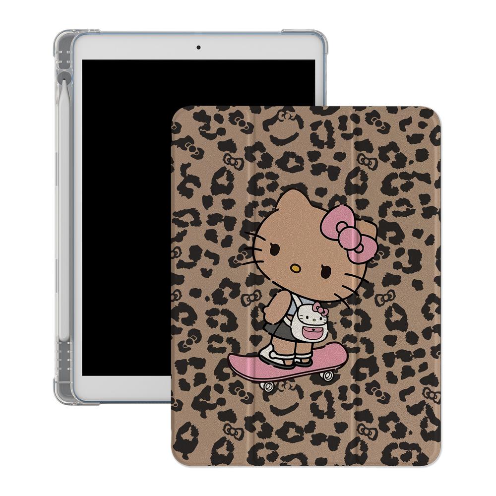 Cute Leopard Skateboard HelloKitty Tablet Case Suitable for A16 2024 11 2025 Air 5/4 10.9 iPad 10 9.7 10.2/10.5 Mini 6/5 with Pe