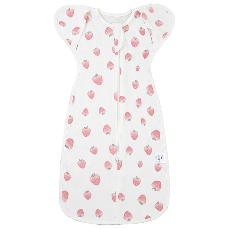 Baby Cotton Swaddle Blanket Newborn Sleep Sack Wrap Arms Up Design Stretchable Sleeves
