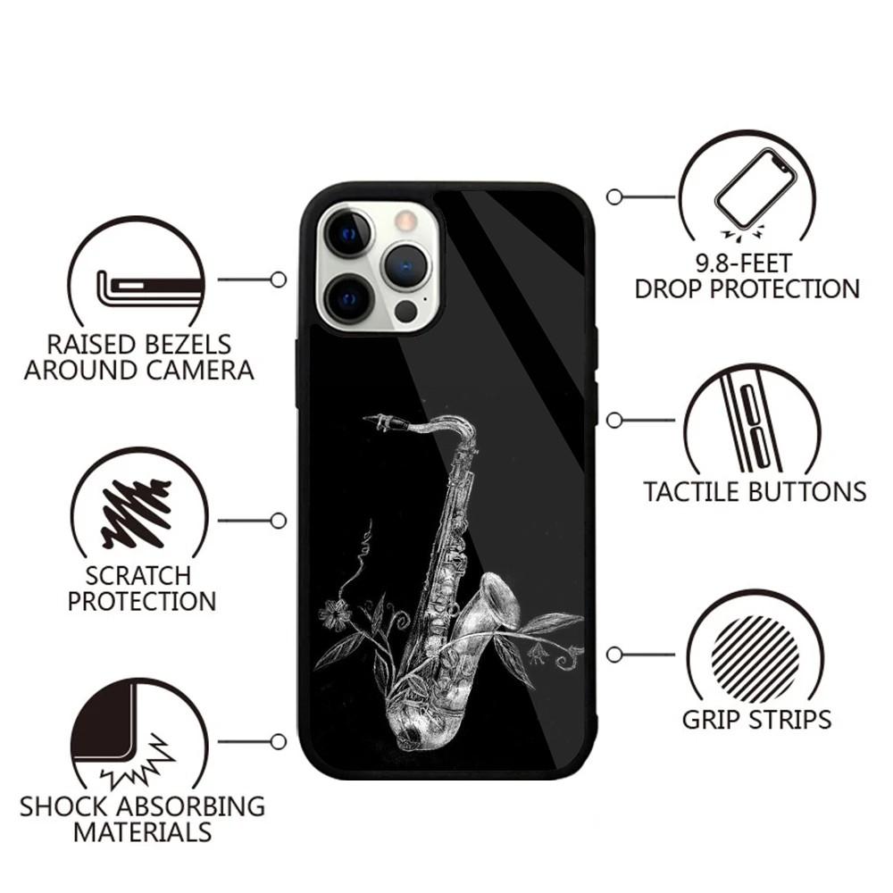 Saxophone Music Phone Case For iPhone 15,14,13,12,11,Plus,Pro,Max Mini Magsafe Magnetic Wireless Charging