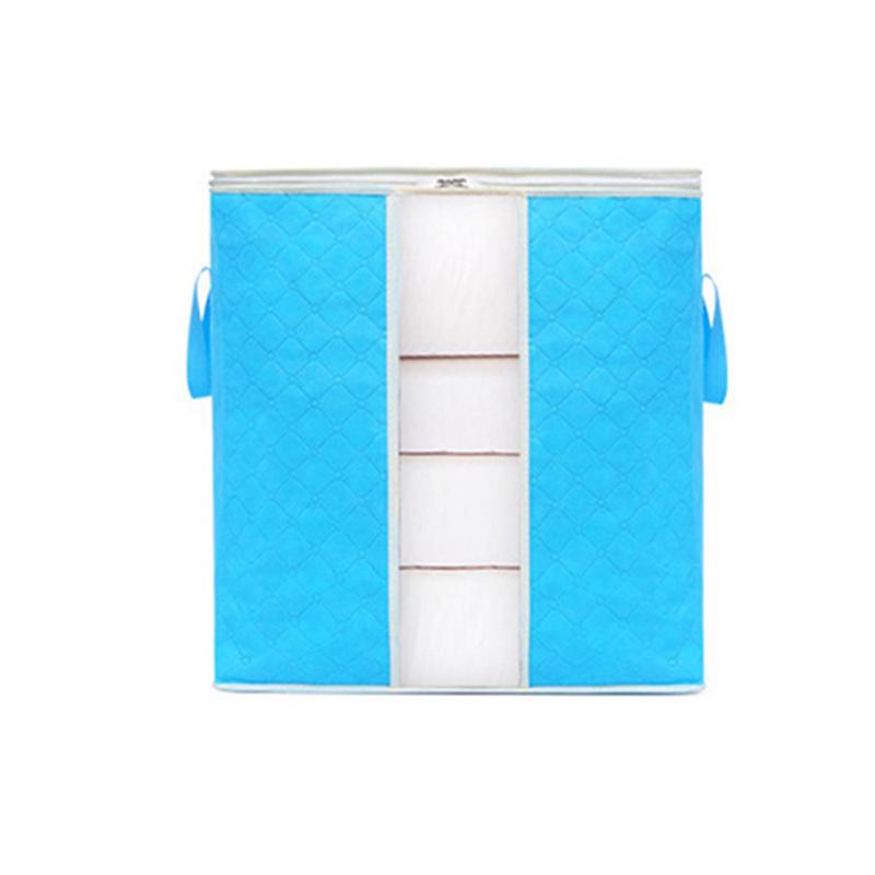 

Large Clothes Storage Box with Cap Moistureproof Non-woven Bag Quilt Luggage Sundries Organizer 47*28*48cm_ небо синє кольору