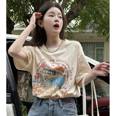 O-neck T-Shirts Summer Short Sleeve T Shirt Women Harajuku Printed T-shirt Casual Tee Tops Women