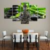 Wall Art Modern Pictures Home Decor 5 Panel Bamboo Buddha Living Room Canvas HD Print Cuadros Painting Modular Poster  No Frame