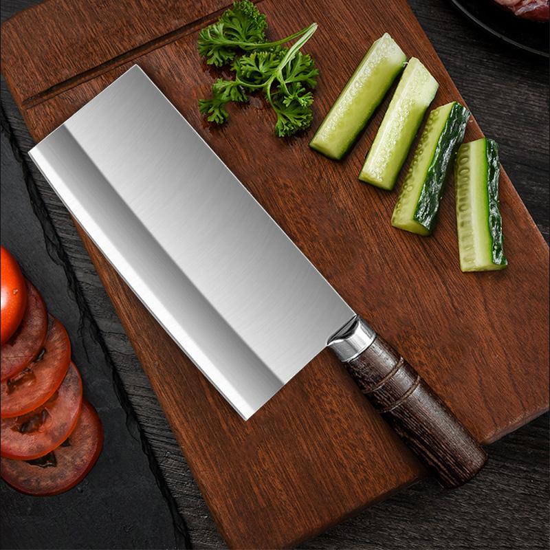 8 inch Kitchen Cleaver Slicing Chopping Knife Stainless Steel Boning Meat Knife Wood Handle Chinese Butcher Knife Cooking