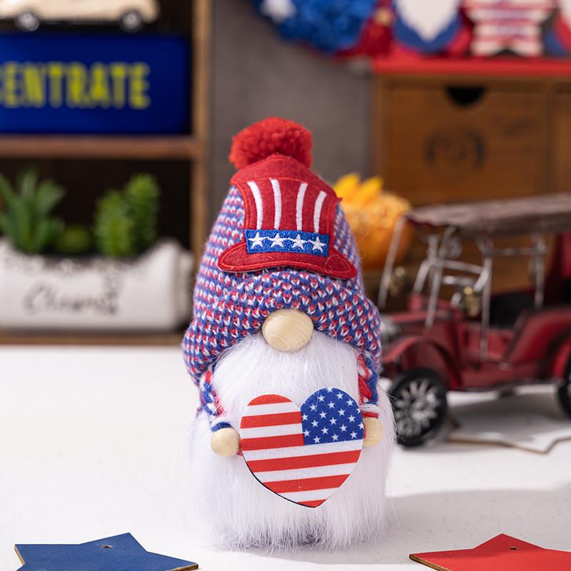 Cute Independence Day Usa Flag Gnome Plush Decoration For Festive Home Decor