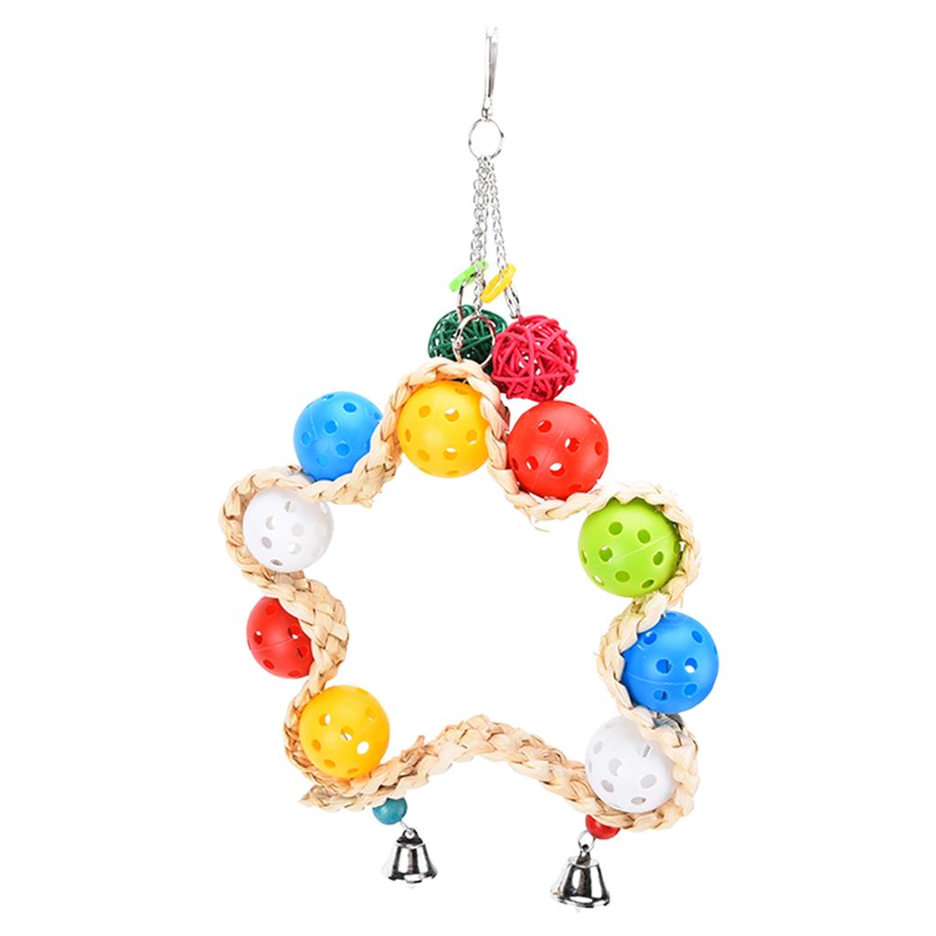 Vogelschaukel aus Maisblatt-Kunststoffball, Schaukel für Vogelkäfige, Kauspielzeug für Haustiere, Papageien