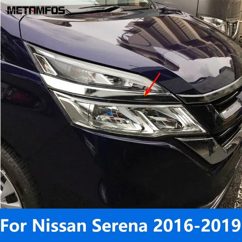 Накладка на фару Бровь для Nissan Serena 2016-2018 Хромированная полоса на фару Декоративная накладка на фару Внешние аксессуары Стайлинг автомобиля