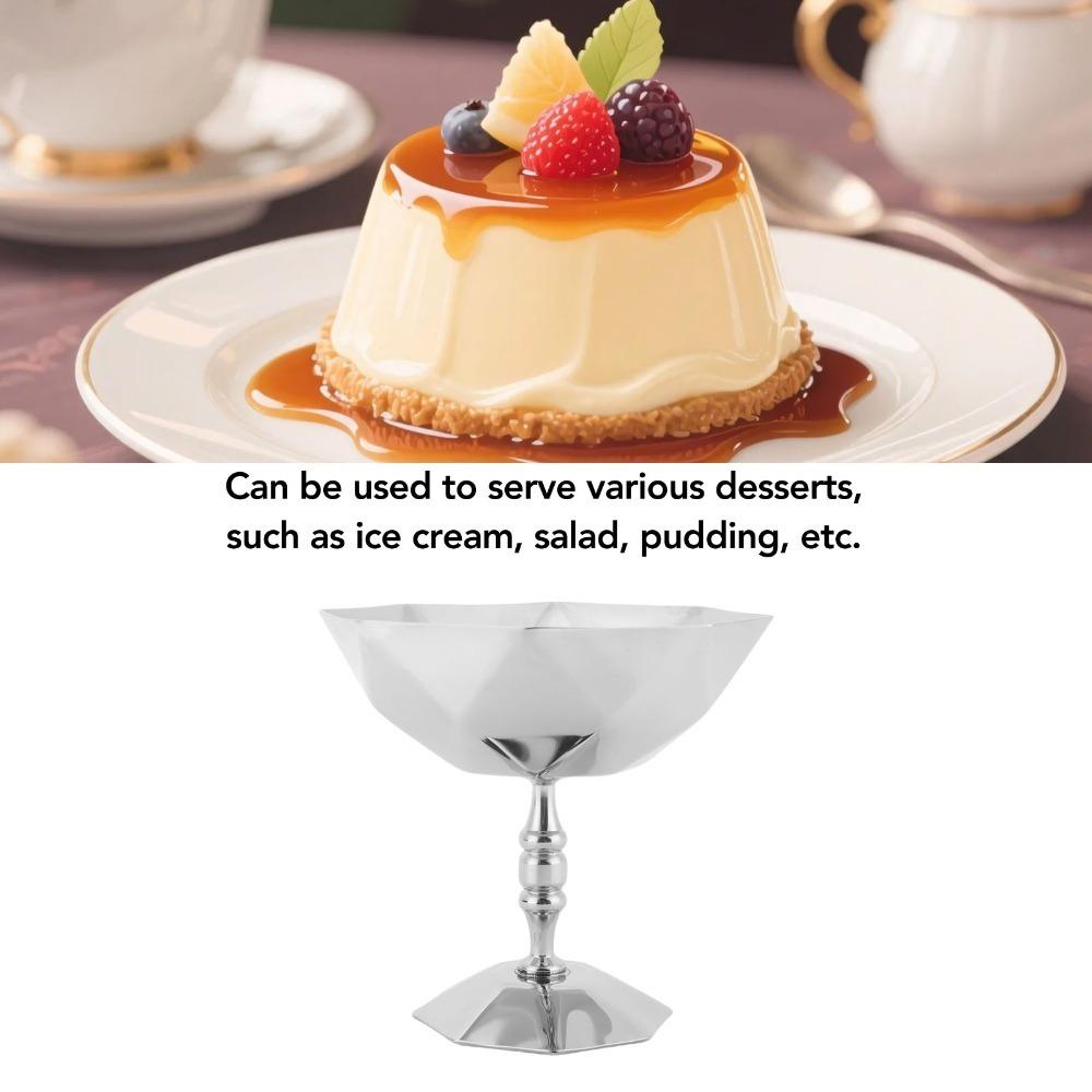 Rustless Steel Serving Cup Smooth Mirror Food Cup Easy To Rinse lParfait Cup  Snack Display Diamond Shape