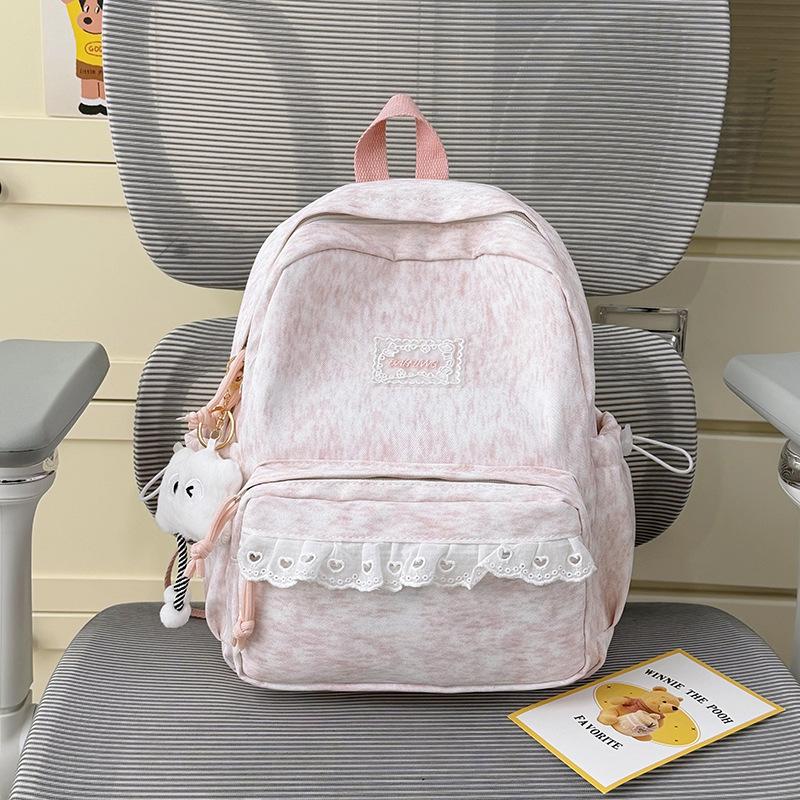 Schoolbag spring new Korean style INS style lace trim middle school backpack, large capacity middle school backpack for women