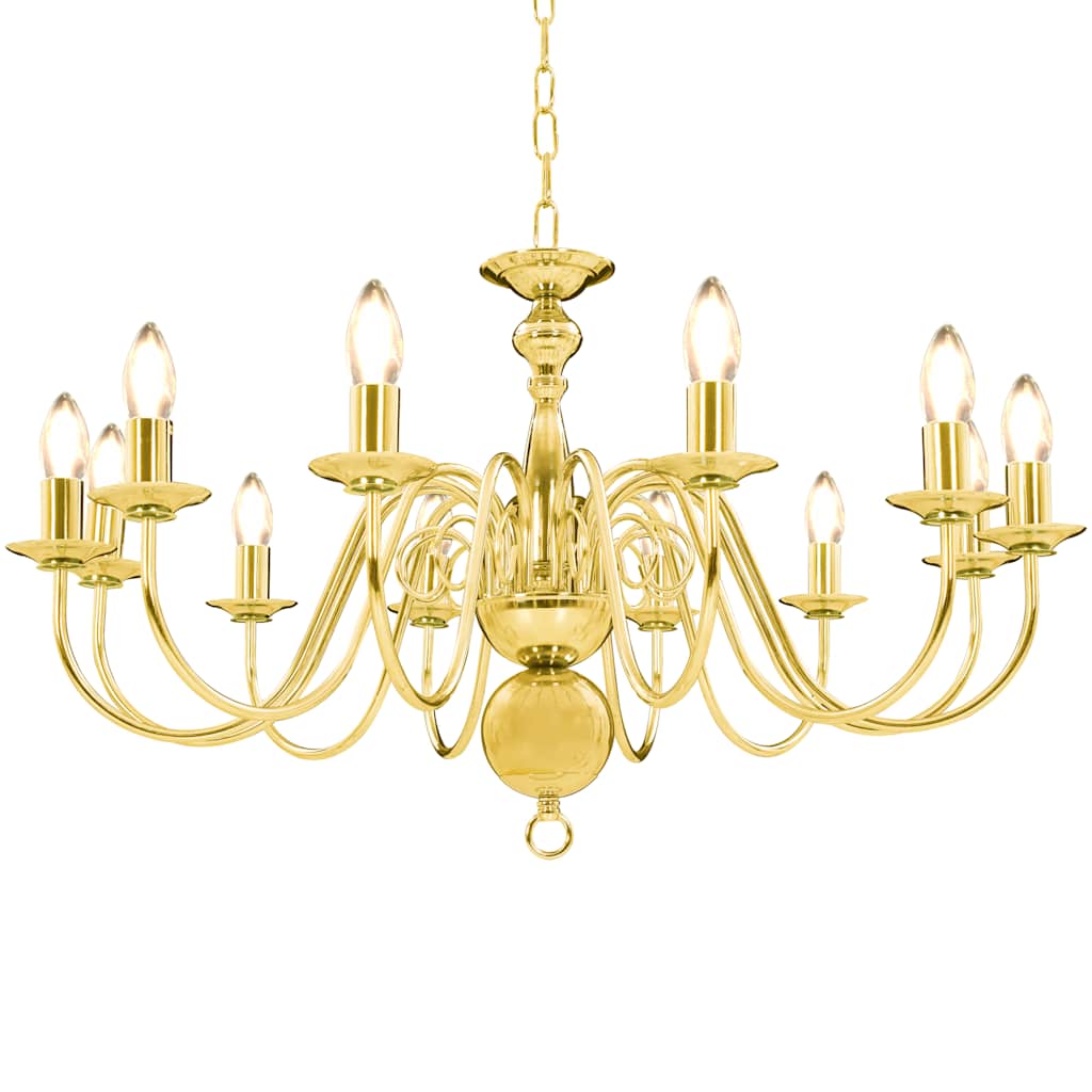vidaXL Kronleuchter Golden 12 x E14-Glühbirnen gold