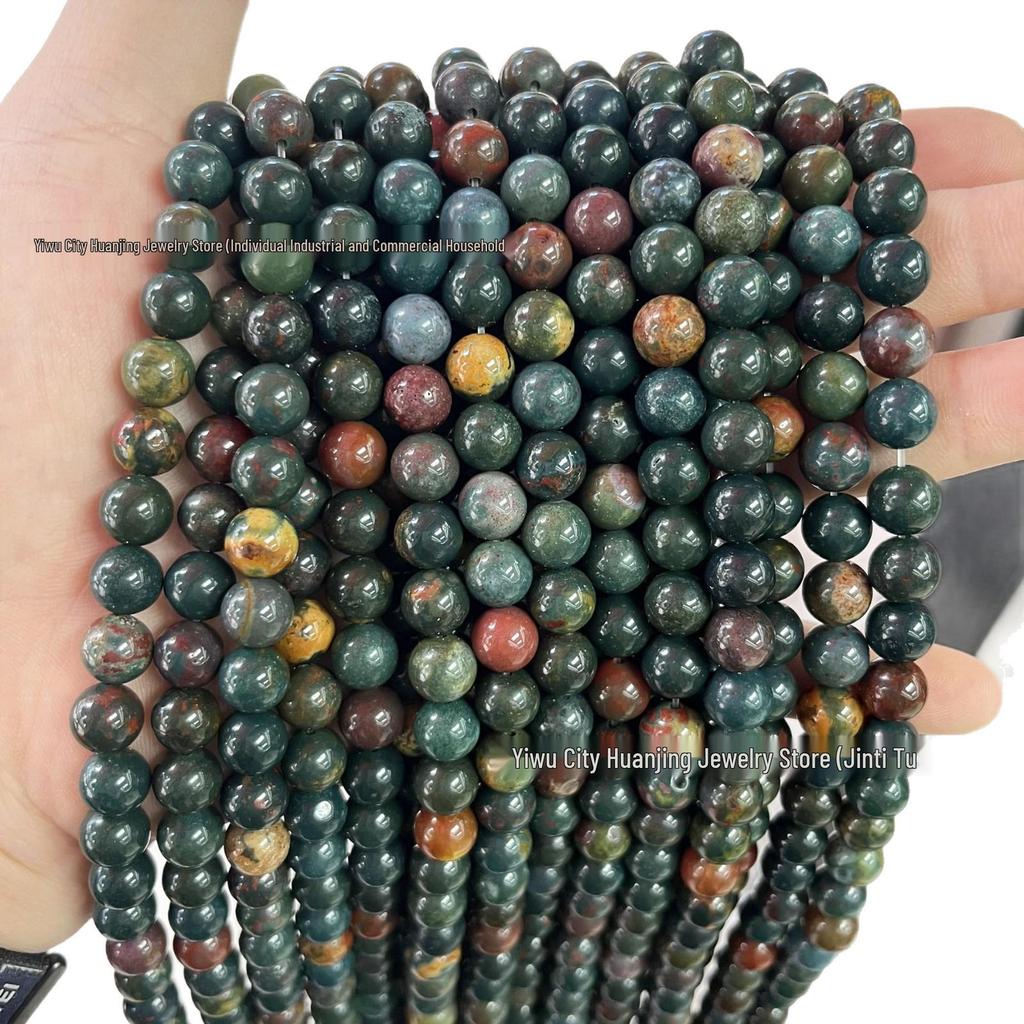 Natural Indian Bloodstone Round Beads 6-12mm for DIY Jewelry Crafting