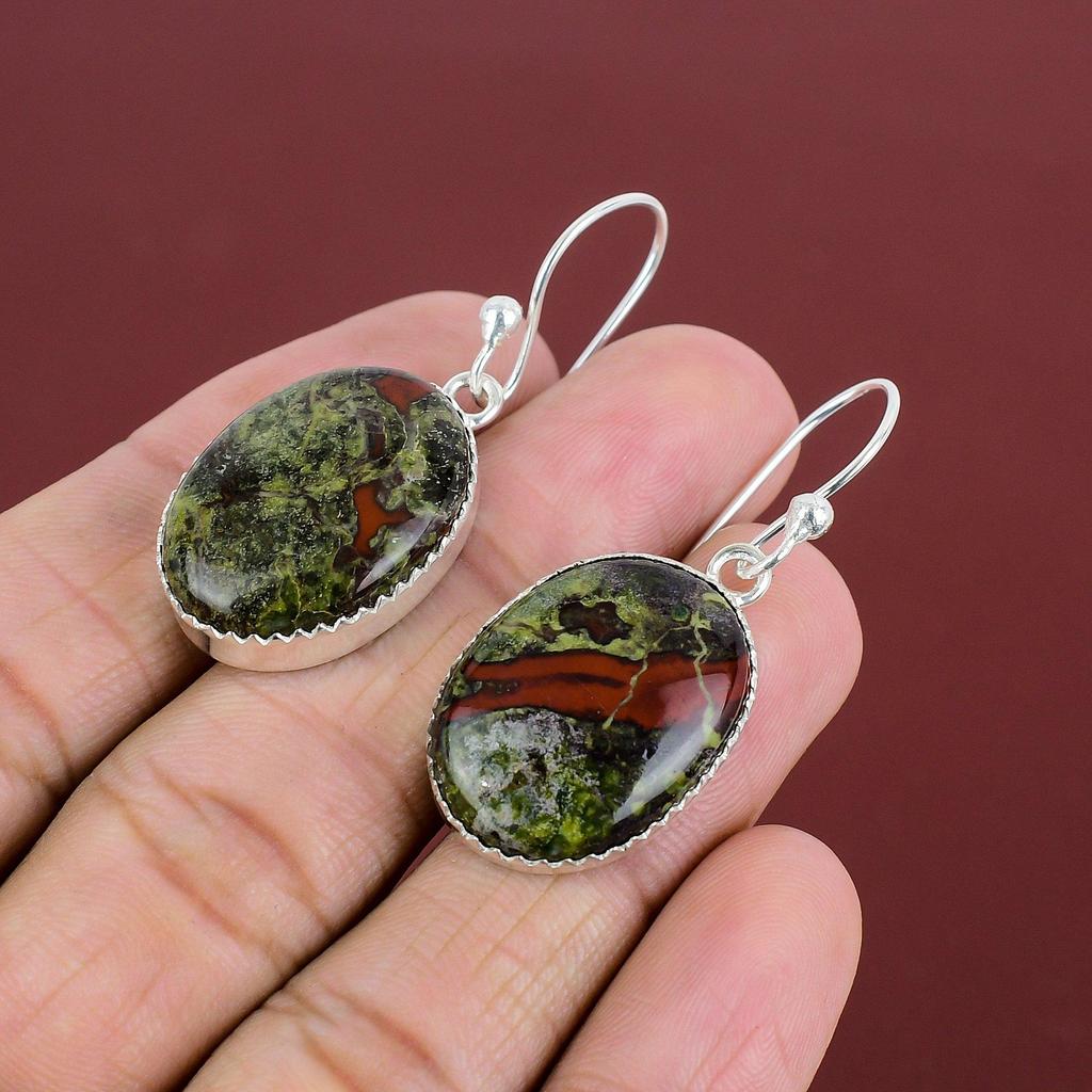 Dragon Bloodstone Earring 925 Sterling Silver Earring Handmade Jewelry Natural Gemstone Earring Decent Jewelry Drop Earrings Gifts For Women