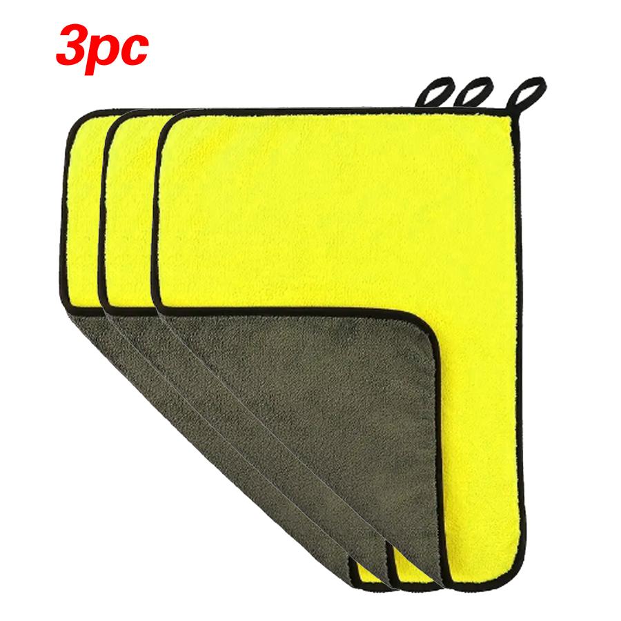 Serviette de Lavage de Voiture Épaissie Absorbante Bicolore Double Face en Polaire Corail Serviette de Lavage de Voiture Propre Maison Voiture Double Usage